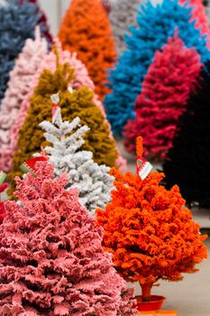 Flocked Christmas Tree with multi colors.