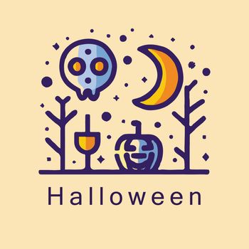 Cute vector Halloween iconized illustration Isolated background. Vector Design elements for a holiday.