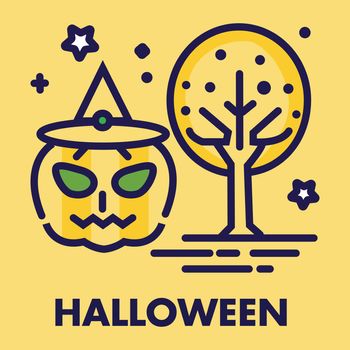 Cute vector Halloween iconized illustration Isolated background. Vector Design elements for a holiday.