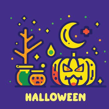 Cute vector Halloween iconized illustration Isolated background. Vector Design elements for a holiday.