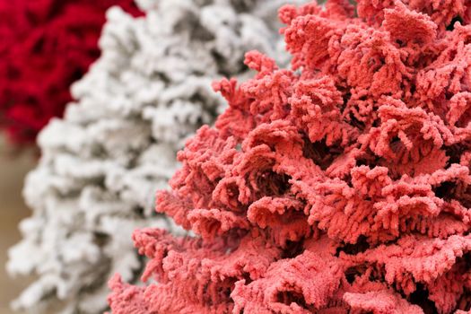 Flocked Christmas Tree with multi colors.