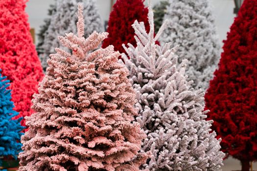 Flocked Christmas Tree with multi colors.