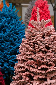 Flocked Christmas Tree with multi colors.