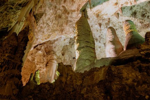 Limestones formations of Guadeloupe Mountains' Carlsbad Caverns.