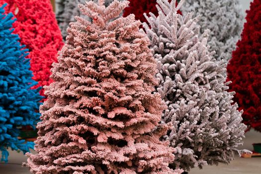 Flocked Christmas Tree with multi colors.