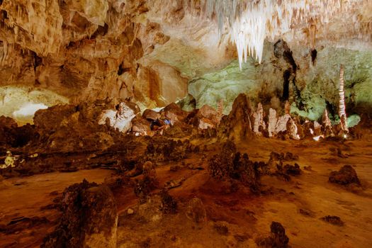 Limestones formations of Guadeloupe Mountains' Carlsbad Caverns.