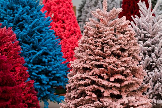Flocked Christmas Tree with multi colors.