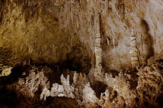 Limestones formations of Guadeloupe Mountains' Carlsbad Caverns.