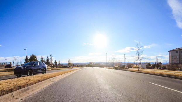 Denver, Colorado, USA-January 12, 2020 - Driving on typical paved roads in suburban America.