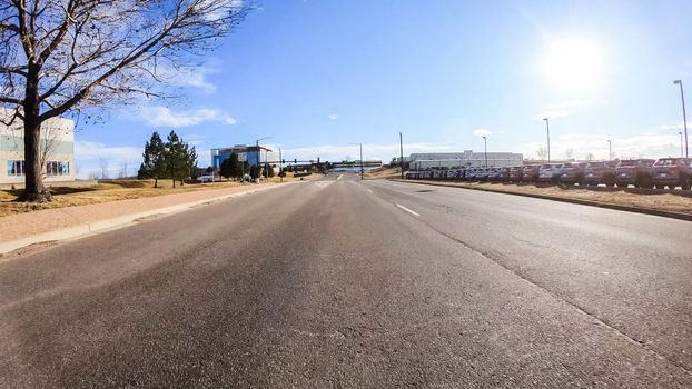 Denver, Colorado, USA-January 12, 2020 - Driving on typical paved roads in suburban America.