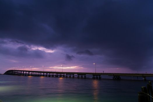 Sunrise over Queen Isabella Causeway Bridge, TX.