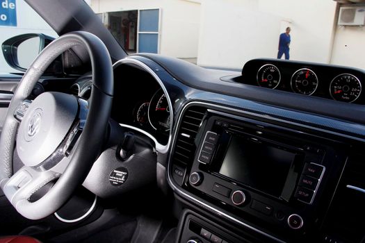salvador, bahia / brazil - may 8, 2013: internal view of the 2013 New Beetle model from Volkswagen, in the city of Salvador.


