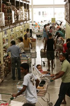 eunapolis, bahia / brazil - august 10, 2009: Customers shop at Atacadao supermarket in the city of Eunapolis.