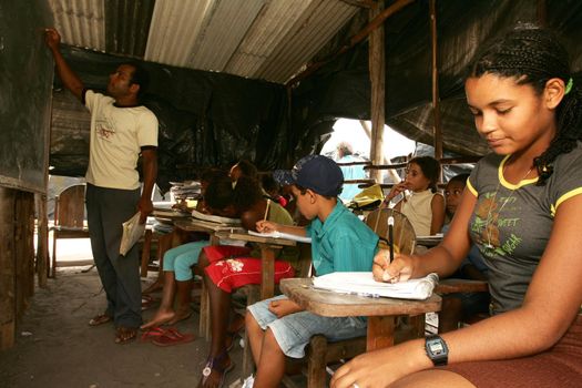 eunapolis, bahia, brazil - october 22, 2009: improvised classroom in a camp of the Landless Movement - MST - in the city of Eunapolis.