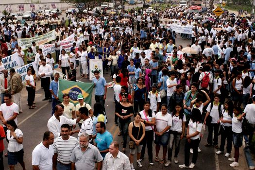 eunapolis, bahia / brazil - september 1, 2009: People close highway BR 101 to protest against urban violence in the city of Eunapolis.