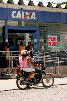 eunapolis, bahia / brazil - september 29, 2009: facade of the Caixa Economica Federal branch in the city of Eunapolis, during a bank workers' strike.
