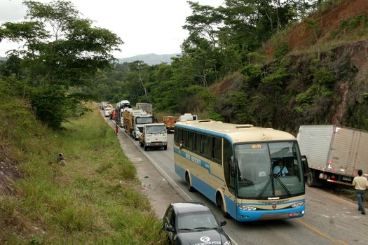 itabela, bahia / brazil - may 23, 2009: vehicle congestion on highway BR 101 in the city of Itabela, in southern Bahia.