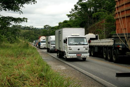 itabela, bahia / brazil - may 23, 2009: vehicle congestion on highway BR 101 in the city of Itabela, in southern Bahia.