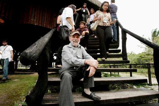 nova vicosa, bahia / brazil - September 3, 2009: Frans Krajcberg, artist and environmentalist, is seen at Sitio Natura in the city of Nova Vicosa.