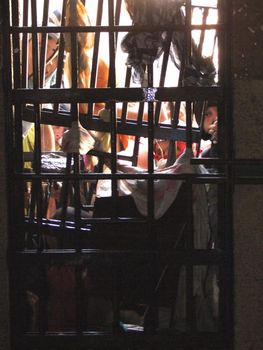 eunapolis, bahia, brazil - january 1, 2010: Prisoners are seen in a cell during a riot in a prison in the city of Eunapolis.