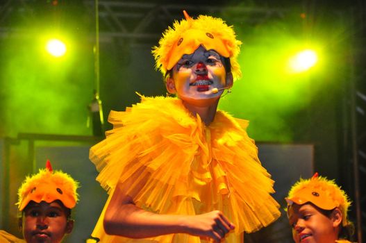 vitoria da conquista, bahia, brazil - november 1, 2011: Child performing on stage in theater in the city of Vitoria da Conquista.