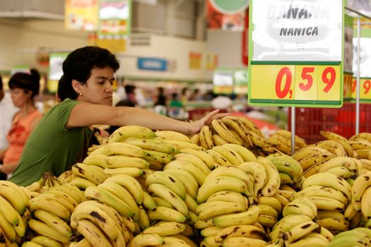 eunapolis, bahia, brazil - august 10, 2009: Customers seen shopping at a supermarket in the city of Eunapolis in southern Bahia.