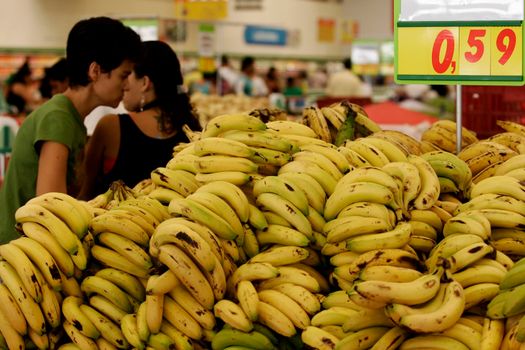 eunapolis, bahia, brazil - august 10, 2009: Customers seen shopping at a supermarket in the city of Eunapolis in southern Bahia.