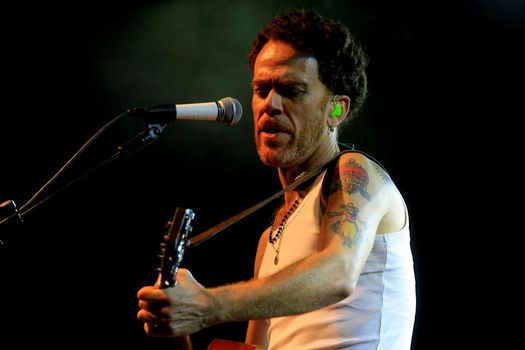 cairu, bahia / brazil - november 14, 2013: Singer Nando Reis is seen during concert at the Spring Festival in Morro de Sao Paulo.

