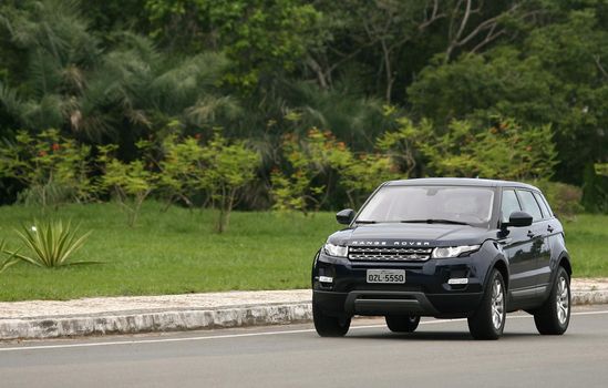 salvador, bahia, brazil - july 7, 2014: Details of Range Rover Evoque 2014 vehicle seen in Salvador city.