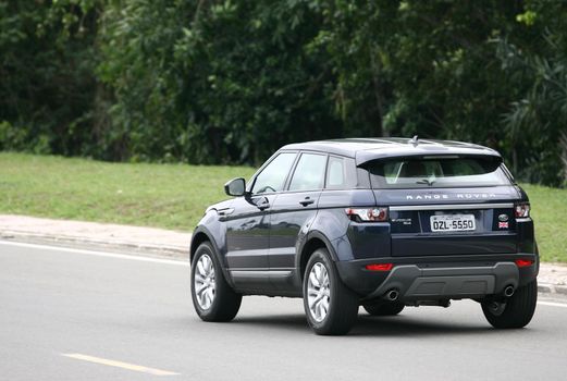 salvador, bahia, brazil - july 7, 2014: Details of Range Rover Evoque 2014 vehicle seen in Salvador city.