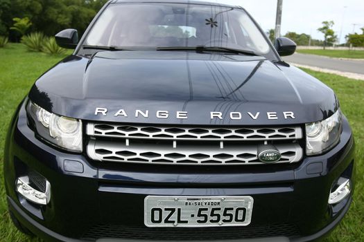 salvador, bahia, brazil - july 7, 2014: Details of Range Rover Evoque 2014 vehicle seen in Salvador city.