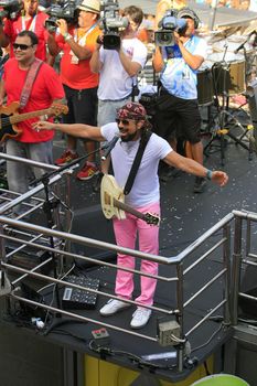 salvador, bahia, brazil - março 4, 2014: Singer Bell Marques performing in an electric trio during Carnival in the city of Salvador.