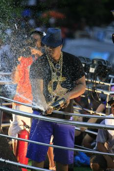 salvador, bahia, brazil - march 4, 2014: Singer  Robissao performing in an electric trio during Carnival in the city of Salvador.