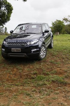salvador, bahia, brazil - july 7, 2014: Details of Range Rover Evoque 2014 vehicle seen in Salvador city.