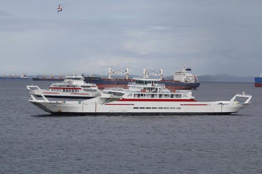 salvador, bahia, brazil - august 19, 2014: Dorival Caymmi and Zumbi dos Palmares ferry boats near Terminal de Sao Joaquim in Salvador. The boats are used for the crossing to the island of Itaparica.