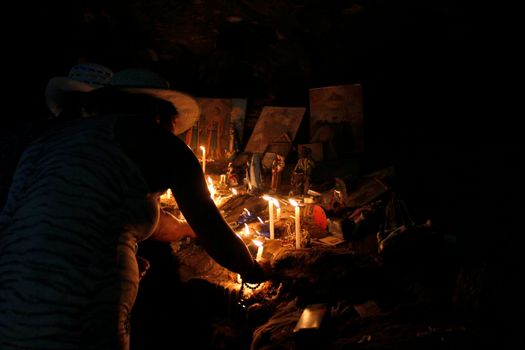 bom jesus da lapa, bahia, brazil - august 3, 2014: devotees during a visit to the Sanctuary of Bom Jesus da Lapa. Miraculous deeds are attributed there.