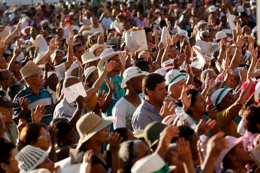 bom jesus da lapa, bahia, brazil - august 3, 2014: devotees during a visit to the Sanctuary of Bom Jesus da Lapa. Miraculous deeds are attributed there.