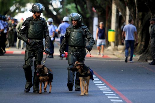 salvador, bahia, brazil - september 7, 2014: Brazilian Army soldiers are seen during military parade in celebration of Brazil's independence in the city of Salvador.