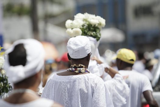 salvador, bahia, brazil - january 15, 2015: devotees of Senhor do Bonfim during procession to the church in the city of Salvador