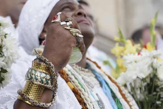 salvador, bahia, brazil - january 15, 2015: devotees of Senhor do Bonfim during procession to the church in the city of Salvador