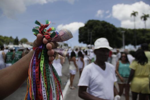 salvador, bahia, brazil - january 15, 2015: devotees of Senhor do Bonfim during procession to the church in the city of Salvador