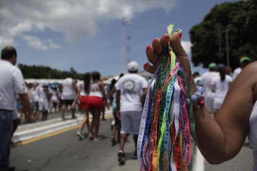 salvador, bahia, brazil - january 15, 2015: devotees of Senhor do Bonfim during procession to the church in the city of Salvador