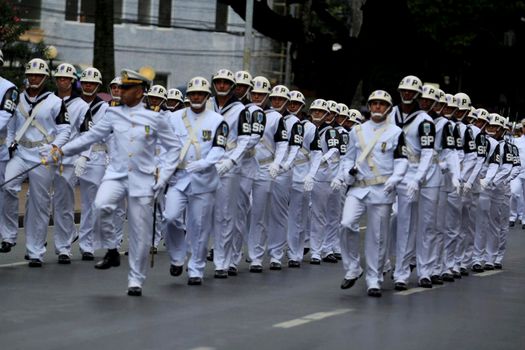 salvador, bahia, brazil - september 7, 2014: Brazilian Navy military personnel are seen during a military parade celebrating the independence of Brazil in the city of Salvador.