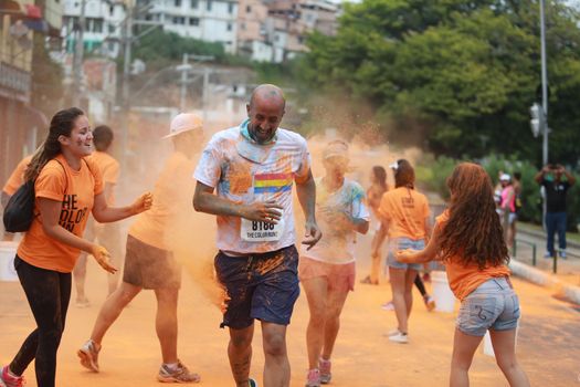 salvador, bahia, brazil - march 22, 2015: participant of the street race The Color Run at Dique de Torroro in the city of Salvador.