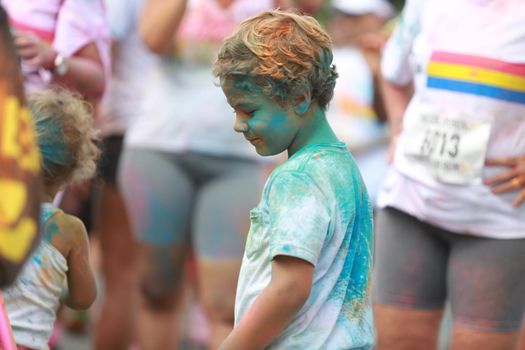 salvador, bahia, brazil - march 22, 2015: participant of the street race The Color Run at Dique de Torroro in the city of Salvador.