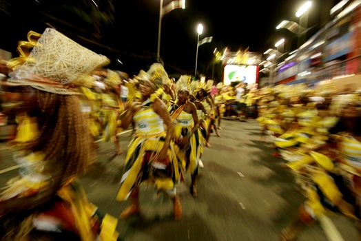 salvador, bahia / brazil - february 14, 2015: members of the block and band Dida, a female percussion group are seen during the parade in the Campo Grande neighborhood during the Carnival in the city of Salvador.

