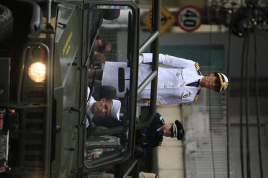 salvador, bahia, brazil - september 7, 2014: Military members of the Brazilian Navy during a civic-military parade in celebration of the independence of Brazil in the city of Salvador.