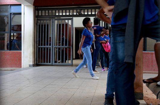 salvador, bahia / brazil - april 24, 2015: students from Colegio Modelo Luiz Eduardo Magalhaes in the city of Salvador. The place is a public school in the State of Bahia.



