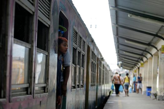 salvador, bahia, brazil - april 3, 2015: people using suburban train in the city of Salvador.