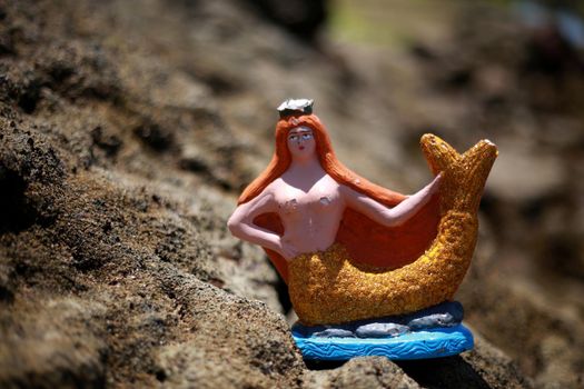 salvador, bahia / brazil - february 2, 2015: Image of the orixa Iemanja is seen on the Rio Vermelho beach in the city of Salvador, during a party for candomble fans.